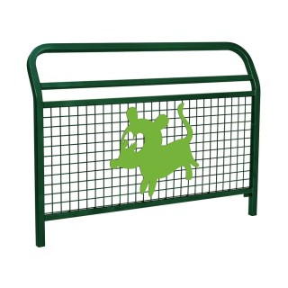 Barrière "Spéciale Ecole" Conviviale" Procity, animation Chien, L 1500 x 1100 mm - Scellement direct - Vert mousse