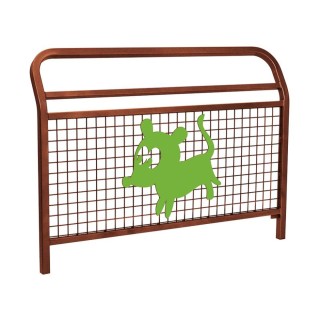 Barrière "Spéciale Ecole" Conviviale" Procity, animation Chien, L 1500 x 1100 mm - Scellement direct - Aspect Corten