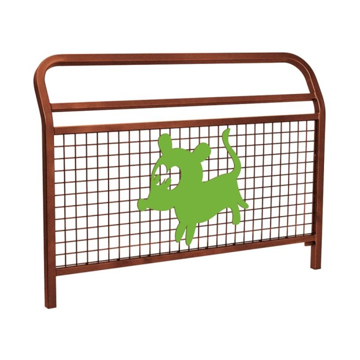 Barrière "Spéciale Ecole" Conviviale" Procity, animation Chien, L 1500 x 1100 mm - Scellement direct - Aspect Corten