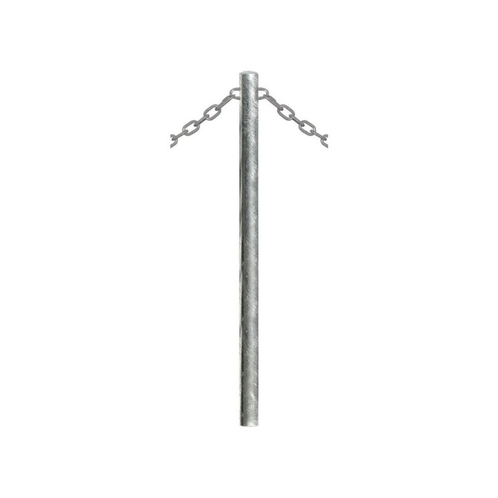 Potelet Carrefour Procity, galva à chaînes, Ø 60 mm, 2 anneaux, haut. hors sol 1100 mm