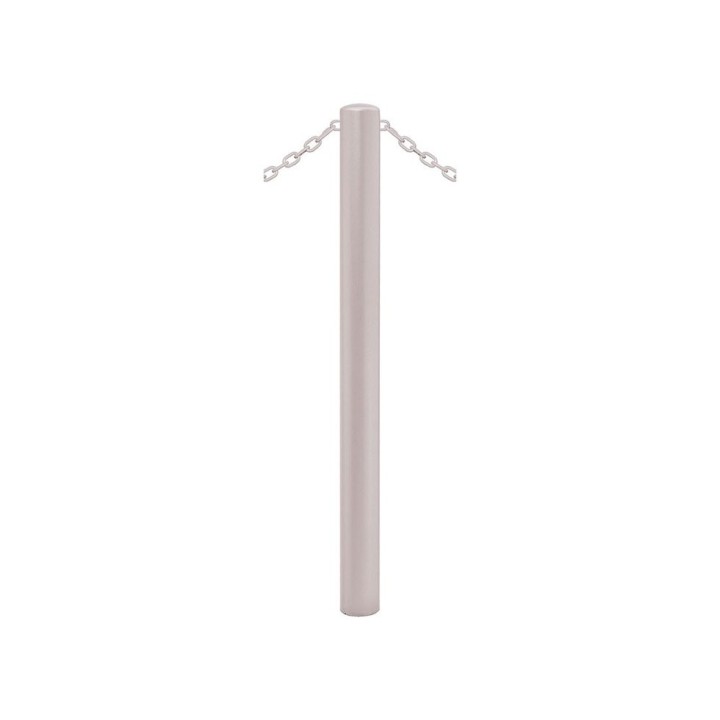 Potelet Carrefour Procity, peint/galva à chaînes, Ø 76 mm, 2 anneaux, haut. hors sol 1000 mm - Gris soie