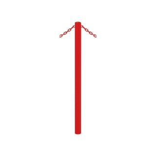 Potelet Carrefour Procity, peint/zinc à chaînes, Ø 60 mm, 2 anneaux, haut. hors sol 1100 mm - Rouge signalisation