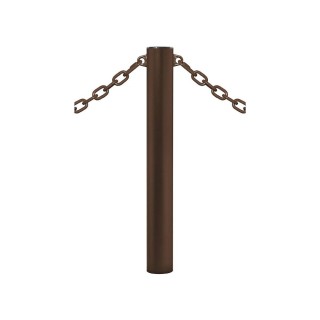 Potelet Province Inox brossé Procity, Ø 114 mm, peint/zinc, 2 anneaux, haut. hors sol 1000 mm - Brun chocolat