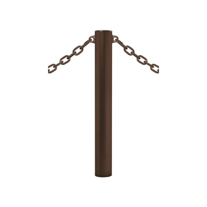 Potelet Province Inox brossé Procity, Ø 114 mm, peint/zinc, 2 anneaux, haut. hors sol 1000 mm - Brun chocolat
