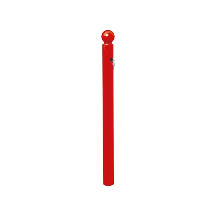 Potelet Province Boule Amovible Primabloc Procity, Ø 76 mm, haut. hors sol 850 mm, 1 clé triangle de 11 - Rouge signalisation