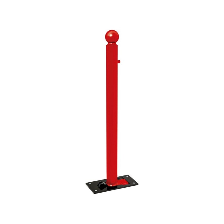 Potelet Province rabattable Solibloc Boule Procity, Ø 76 mm, garde au sol 105 mm, clé triangle 14 - Rouge signalisation
