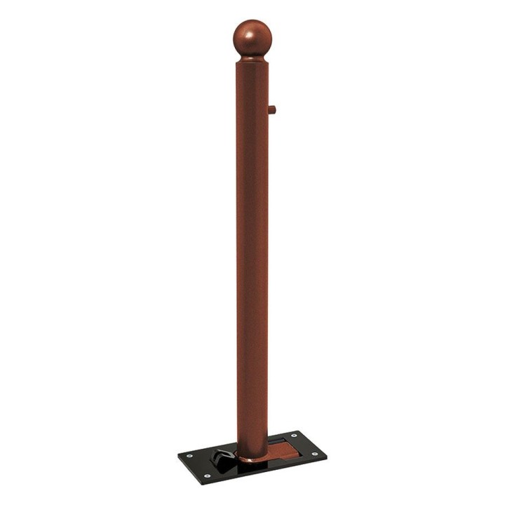 Potelet Province rabattable Solibloc Boule Procity, Ø 76 mm, garde au sol 105 mm, clé triangle 14 - Aspect Corten