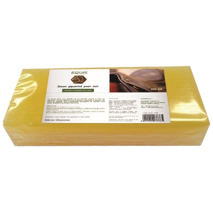 Savon glycériné liquide Equis pour cuir, pain 250 g