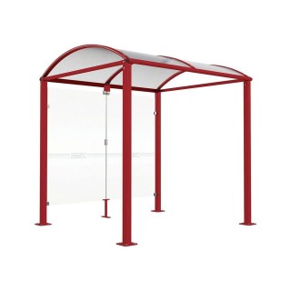 Abri vélos Voûte "M" Procity, initial avec bardages de fond en verre - Pieds fixes/platines - Rouge pourpre