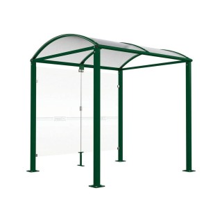 Abri vélos Voûte "M" Procity, initial avec bardages de fond en verre - Pieds fixes/platines - Vert mousse