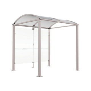 Abri vélos Voûte "M" Procity, initial avec bardages de fond en verre - Pieds fixes/platines - Gris soie