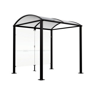 Abri vélos Voûte "M" Procity, initial avec bardages de fond en verre - Pieds fixes/platines - Noir foncé