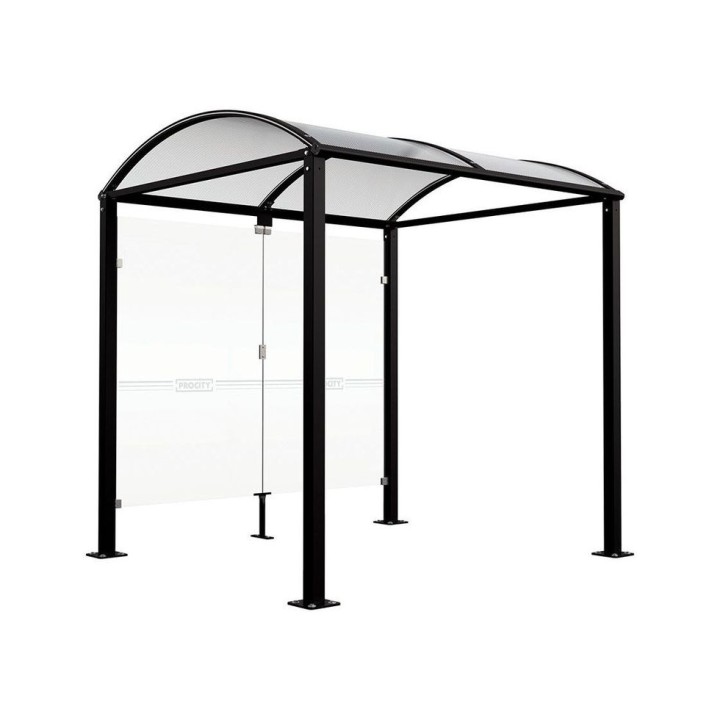 Abri vélos Voûte "M" Procity, initial avec bardages de fond en verre - Pieds fixes/platines - Noir foncé
