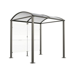 Abri vélos Voûte "M" Procity, initial avec bardages de fond en verre - Pieds fixes/platines - Gris Procity