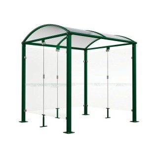 Abri vélos Voûte "M" Procity, initial + bardages fond + latéraux en verre - Pieds fixes/platines - Vert mousse