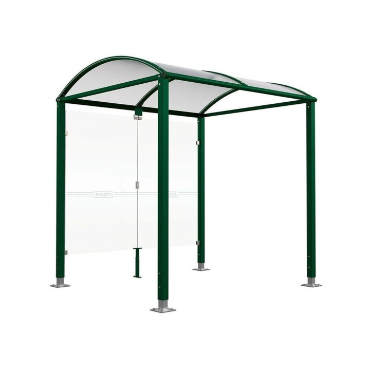 Abri vélos Voûte "M" Procity, initial avec bardages de fond en verre - Pieds réglables/platines - Vert mousse