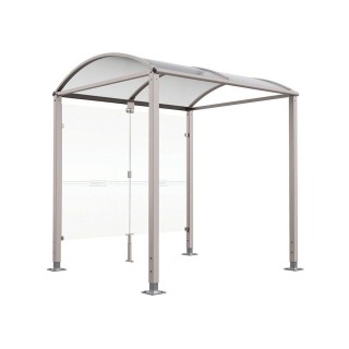 Abri vélos Voûte "M" Procity, initial avec bardages de fond en verre - Pieds réglables/platines - Gris soie