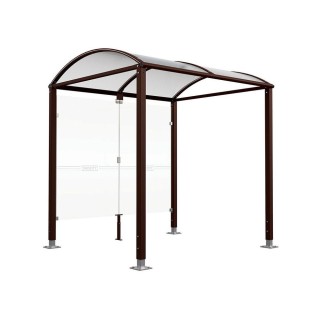 Abri vélos Voûte "M" Procity, initial avec bardages de fond en verre - Pieds réglables/platines - Brun chocolat