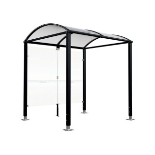 Abri vélos Voûte "M" Procity, initial avec bardages de fond en verre - Pieds réglables/platines - Noir foncé