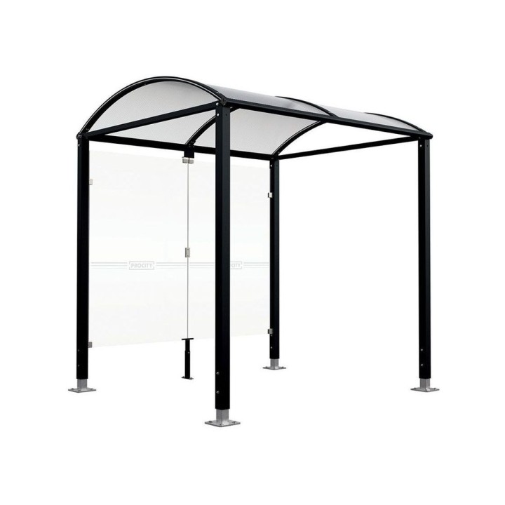 Abri vélos Voûte "M" Procity, initial avec bardages de fond en verre - Pieds réglables/platines - Noir foncé