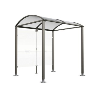 Abri vélos Voûte "M" Procity, initial avec bardages de fond en verre - Pieds réglables/platines - Gris Procity