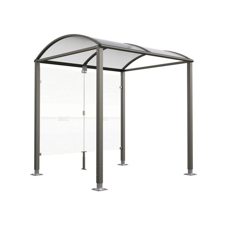 Abri vélos Voûte "M" Procity, initial avec bardages de fond en verre - Pieds réglables/platines - Gris Procity
