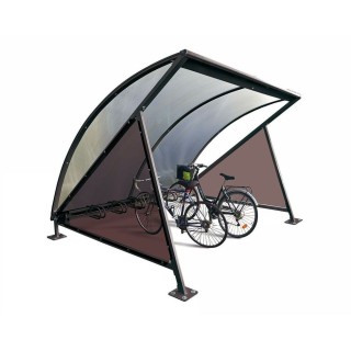 Abri vélos demi-lune Procity, initial avec bardage latéraux et range vélos (6 places) - Fixation/platines - Noir foncé