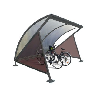 Abri vélos demi-lune Procity, initial avec bardage latéraux et range vélos (6 places) - Fixation/platines - Gris Procity