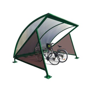 Abri vélos demi-lune Procity, initial avec bardage latéraux sans range vélos - Fixation sur platines - Vert mousse