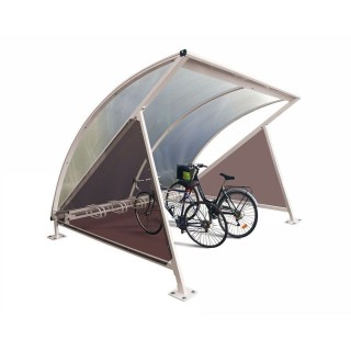 Abri vélos demi-lune Procity, initial avec bardage latéraux sans range vélos - Fixation sur platines - Gris soie