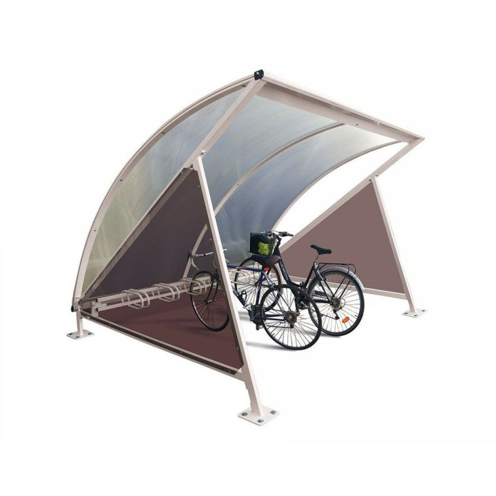 Abri vélos demi-lune Procity, initial avec bardage latéraux sans range vélos - Fixation sur platines - Gris soie