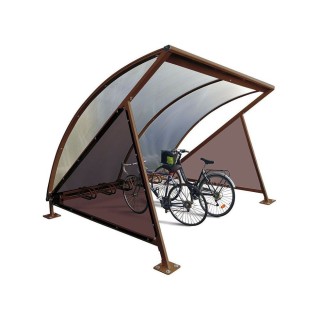 Abri vélos demi-lune Procity, initial avec bardage latéraux sans range vélos - Fixation sur platines - Brun chocolat
