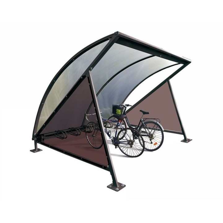 Abri vélos demi-lune Procity, initial avec bardage latéraux sans range vélos - Fixation sur platines - Noir foncé