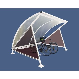 Abri vélos demi-lune Procity, initial avec bardage latéraux sans range vélos - Fixation sur platines - Blanc pur