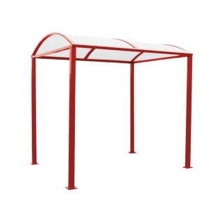 Abri vélos Voûte "M" en polycarbonate alvéolaire Procity, initial + Led sans bardage/platines galva - Rouge pourpre