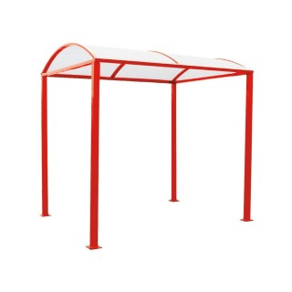 Abri vélos Voûte "M" en polycarbonate alvéolaire Procity, initial + Led sans bardage/platines galva - Rouge signalisation