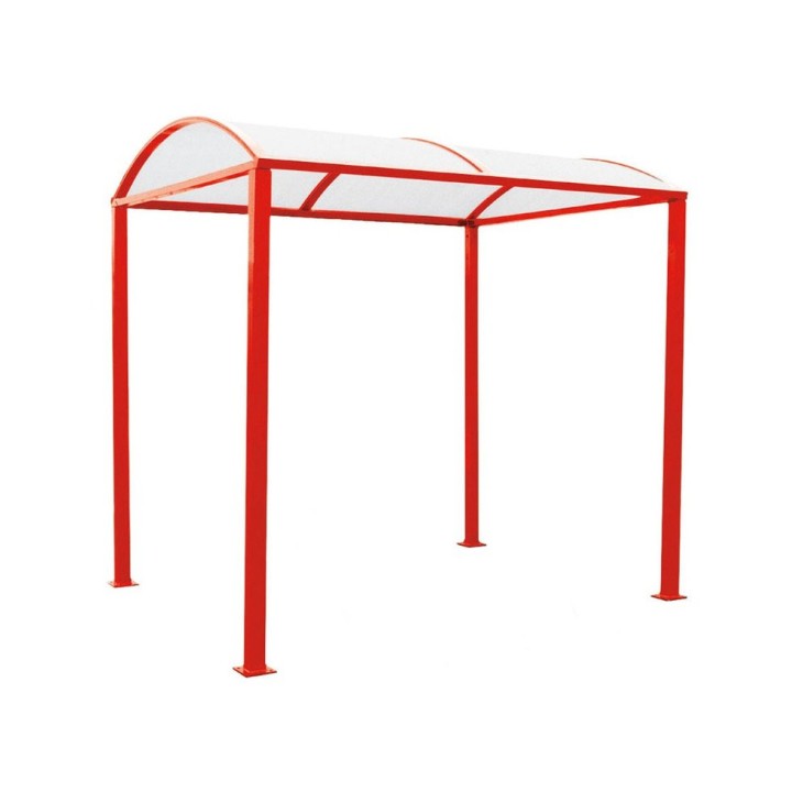 Abri vélos Voûte "M" en polycarbonate alvéolaire Procity, initial + Led sans bardage/platines galva - Rouge signalisation