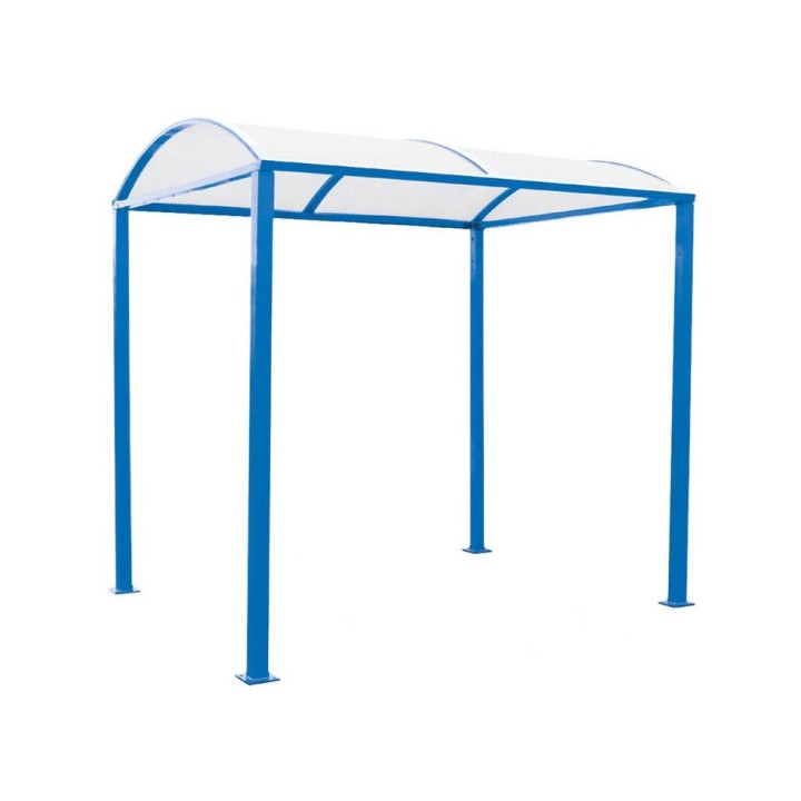 Abri vélos Voûte "M" en polycarbonate alvéolaire Procity, initial + Led sans bardage/platines galva - Bleu gentiane