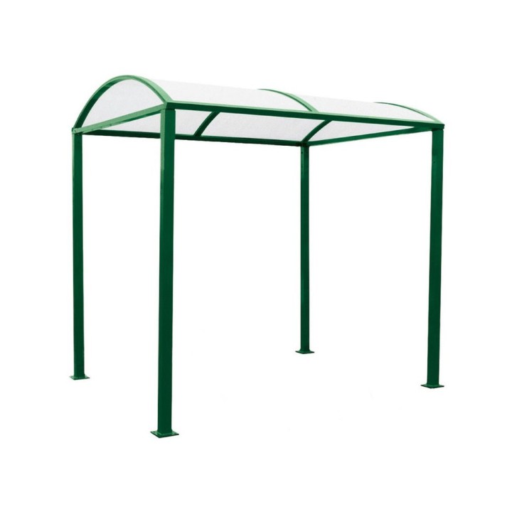 Abri vélos Voûte "M" en polycarbonate alvéolaire Procity, initial + Led sans bardage/platines galva - Vert mousse