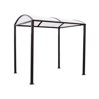 Abri vélos Voûte "M" en polycarbonate alvéolaire Procity, initial + Led sans bardage/platines galva - Noir foncé