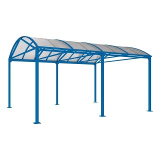 Abri vélos et motos Voûte "XXL" en polycarbonate alvéolaire Procity, sans bardage - Fixation/platine - Bleu gentiane