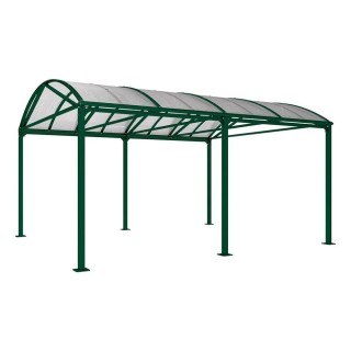 Abri vélos et motos Voûte "XXL" en polycarbonate alvéolaire Procity, sans bardage - Fixation/platine - Vert mousse