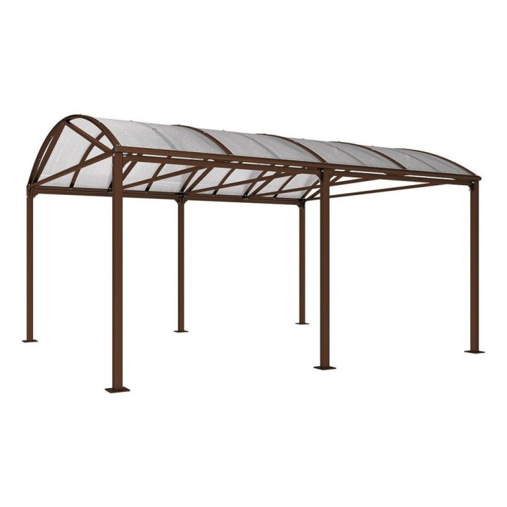Abri vélos et motos Voûte "XXL" en polycarbonate alvéolaire Procity, sans bardage - Fixation/platine - Brun chocolat