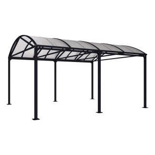 Abri vélos et motos Voûte "XXL" en polycarbonate alvéolaire Procity, sans bardage - Fixation/platine - Noir foncé