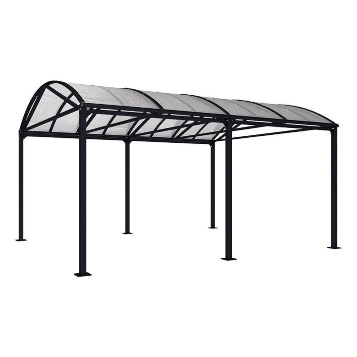 Abri vélos et motos Voûte "XXL" en polycarbonate alvéolaire Procity, sans bardage - Fixation/platine - Noir foncé