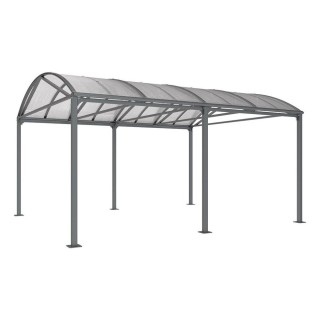 Abri vélos et motos Voûte "XXL" en polycarbonate alvéolaire Procity, sans bardage - Fixation/platine - Gris Procity