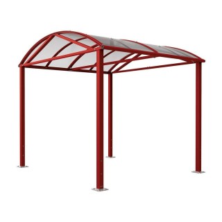 Abri vélos et motos Voûte "L" en polycarbonate alvéolaire Procity, sans bardage - Fixation/platine galva - Rouge pourpre