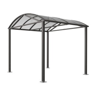 Abri vélos et motos Voûte "L" en polycarbonate alvéolaire Procity, sans bardage - Fixation/platine galva - Gris Procity