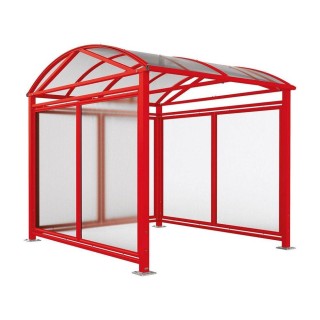 Abri vélos et motos Voûte "L" Procity, initial + bardages fond + latéraux en polycarbonate/platine galva - Rouge signalisation