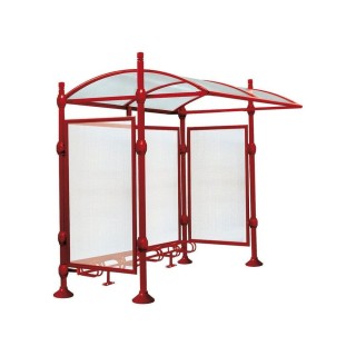 Abri vélos Province City Procity, initial sans bardage, voute polycarbonate, support vélos 6 places - Rouge pourpre